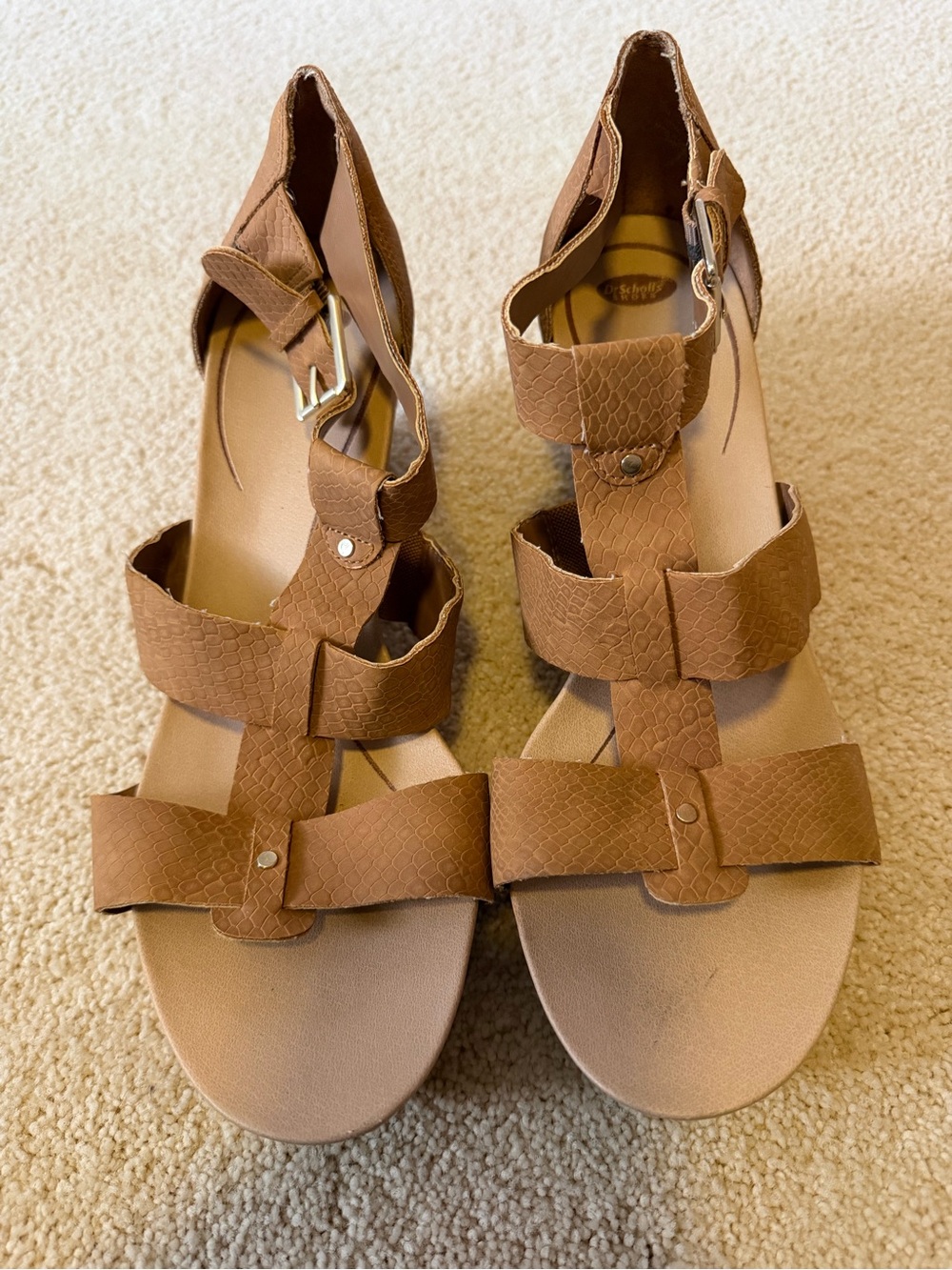 Dr. Scholl's Brown Strappy Wedge Sandals